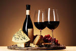 refined still life of wine cheese
